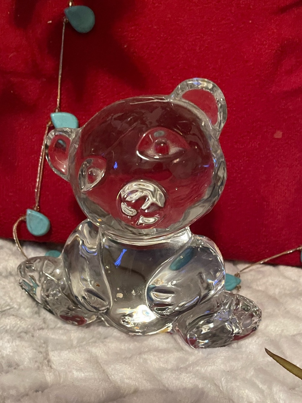 Art glass TEDDY BEAR FIGURINE PAPERWEIGHT Bleikristall 24% lead crystal WGermany